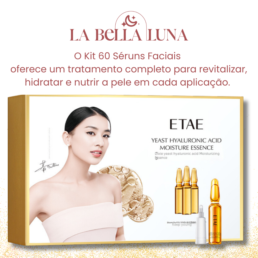 Kit 60 Séruns Faciais - Hidratação com Peptídeos e Hialurônico