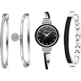 Relógio Quartzo Luxo com 3 Braceletes - Elegância e Versatilidade