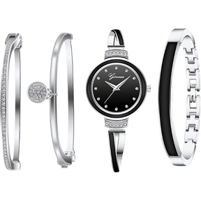 Relógio Quartzo Luxo com 3 Braceletes - Elegância e Versatilidade