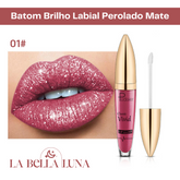 Batom Brilho Labial Perolado Mate com 18 Cores Cintilantes