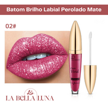 Batom Brilho Labial Perolado Mate com 18 Cores Cintilantes