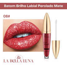 Batom Brilho Labial Perolado Mate com 18 Cores Cintilantes