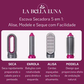 Escova Secadora 5 em 1: Alise, Modele e Seque com Facilidade
