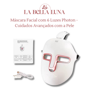 Máscara Facial com 6 Luzes Photon - Tratamento Estético em Casa