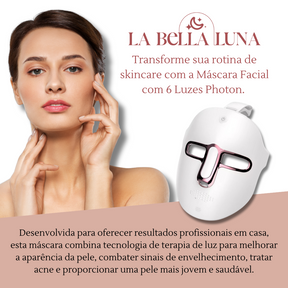Máscara Facial com 6 Luzes Photon - Tratamento Estético em Casa