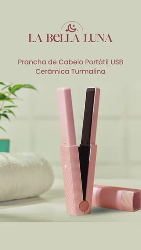 Prancha de Cabelo Portátil USB - Cerâmica Turmalina