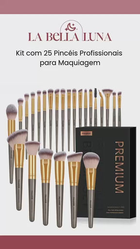 Kit com 25 Pincéis Profissionais para Maquiagem - Completo e Versátil